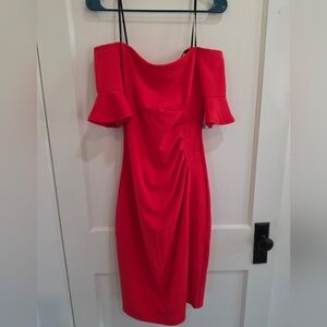 Premier Red Off-Shoulder Midi Dress